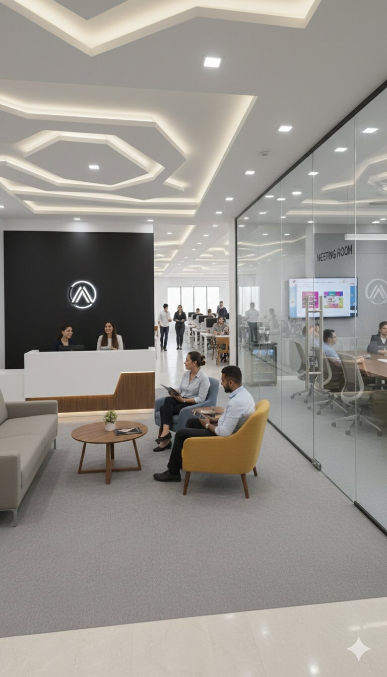 Reception area at DevLogic Coworking for team visitors